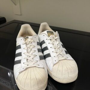 Adidas White and Black Striped Sneakers